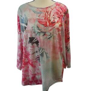 One World Live and Let Live Women's Large Shirt Romantic Floral